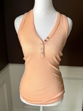 Michael Stars Luna Henley Tank Shine color Tea Rose Small NWT MSRP $78